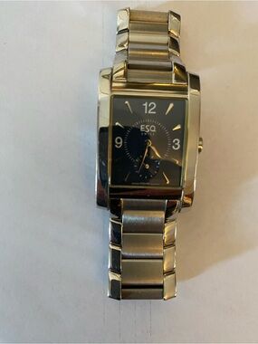 ESQ Swiss Men's Silver-Tone Watch with Navy Blue Dial and Linked Bracelet